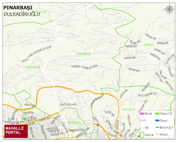PINARBAŞI Mahallesi Haritası | Yükselti ve Doğa Özellikleri