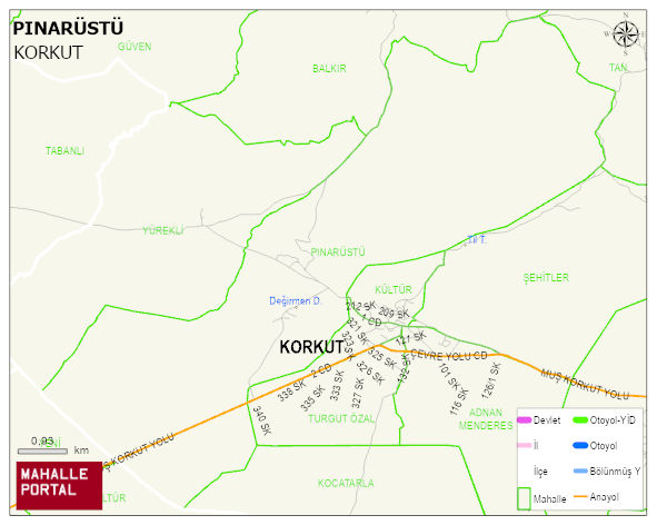 PINARÜSTÜ Köyü Haritası | Yükselti ve Doğa Özellikleri