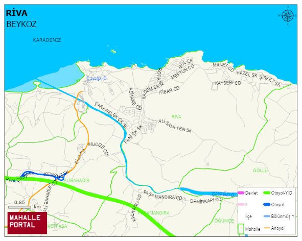RİVA Mahallesi Haritası | Dağlar, Ovalar ve Akarsu Bilgileri