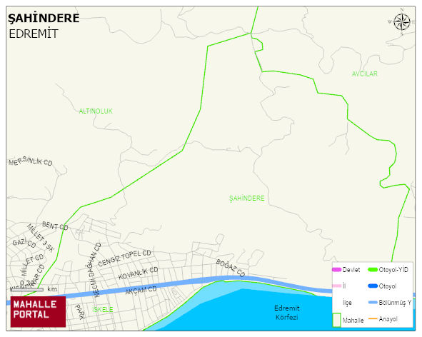 ŞAHİNDERE Mahallesi Haritası | Mahalle ve Köy Sınırı