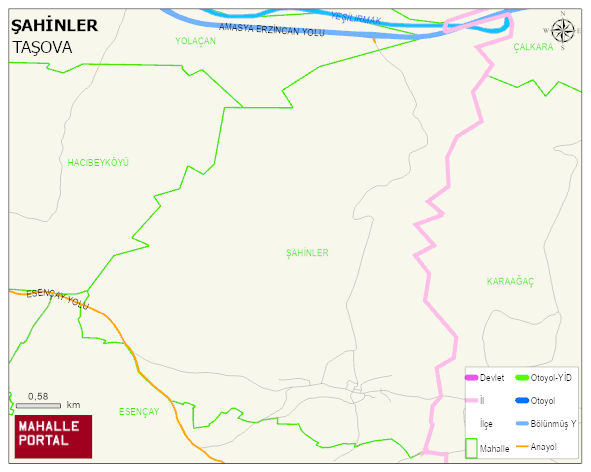 ŞAHİNLER Köyü Haritası | Mahalle ve Köy Sınırı