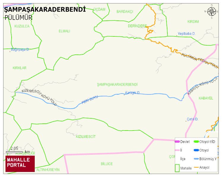 ŞAMPAŞAKARADERBENT Köyü Haritası | Yükselti ve Doğa Özellikleri