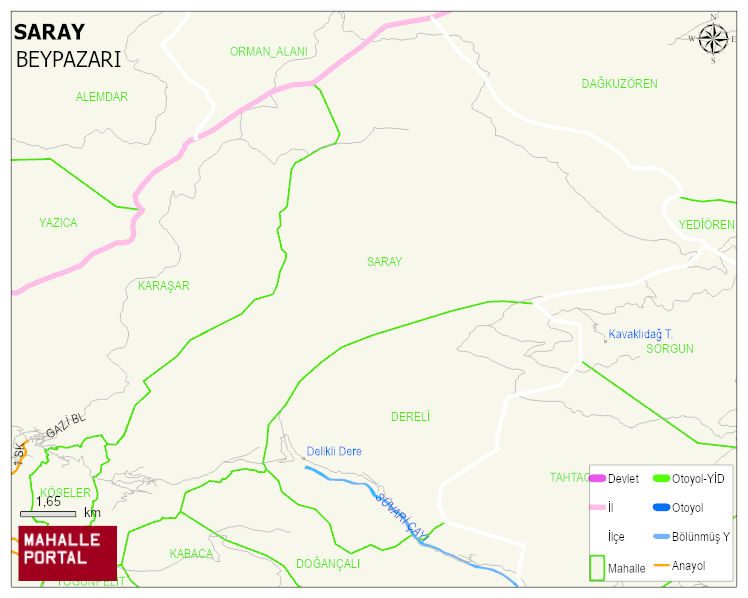 SARAY Mahallesi Haritası | Dağlar, Ovalar ve Akarsu Bilgileri
