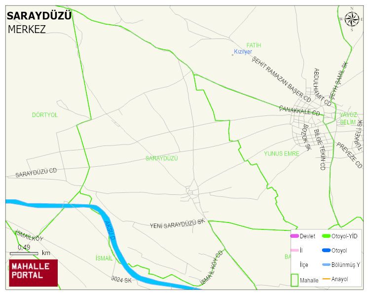 SARAYDÜZÜ Köyü Haritası | Mahalle ve Köy Sınırı