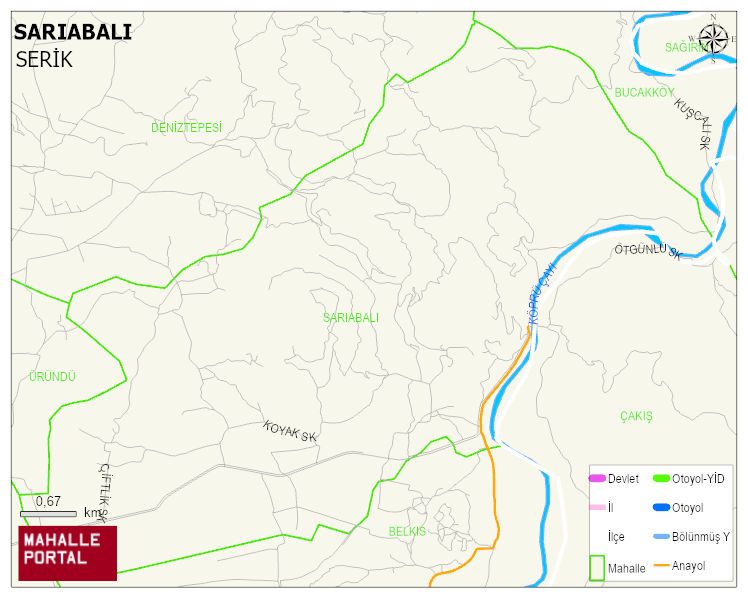 SARIABALI Mahallesi Haritası | Yükselti ve Doğa Özellikleri