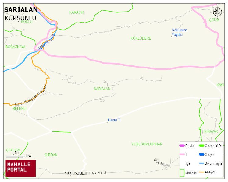 SARIALAN Köyü Haritası | Mahalle ve Köy Sınırı