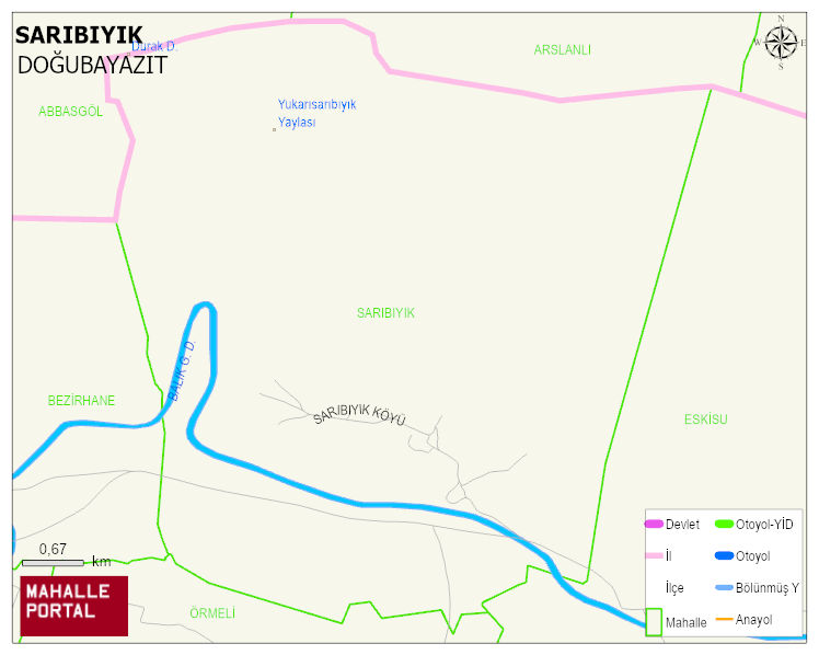 SARIBIYIK Köyü Haritası | Yükselti ve Doğa Özellikleri