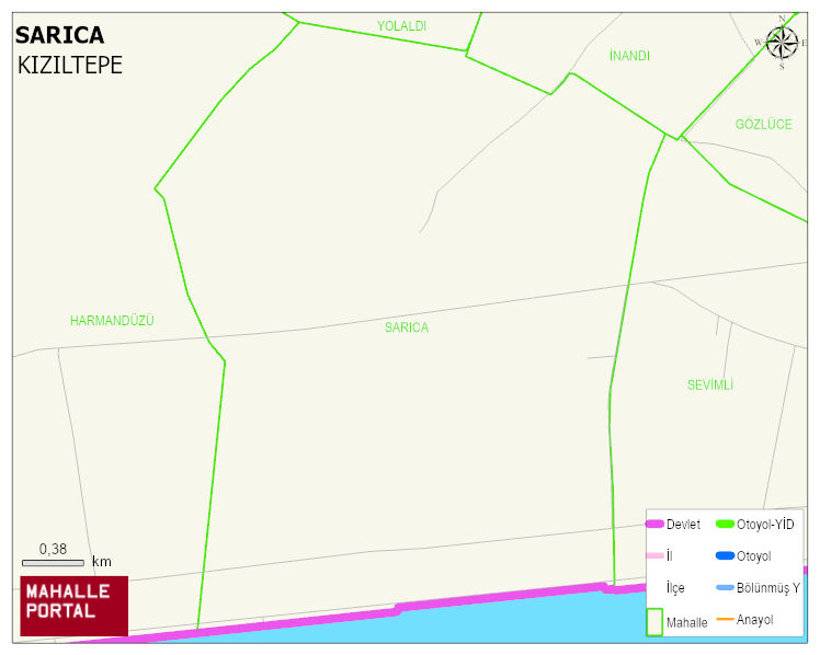 SARICA Mahallesi Haritası | İnteraktif Köy ve Mahalle Sınırları