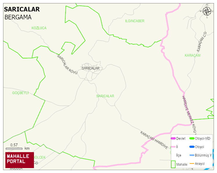 SARICALAR Mahallesi Haritası | Coğrafi Yapı ve Detaylı Haritası