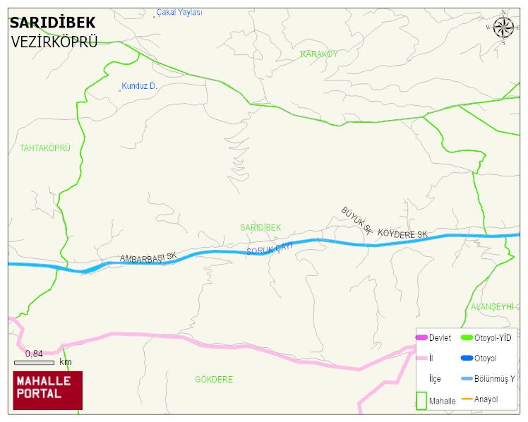 SARIDİBEK Mahallesi Haritası | Yükselti ve Doğa Özellikleri