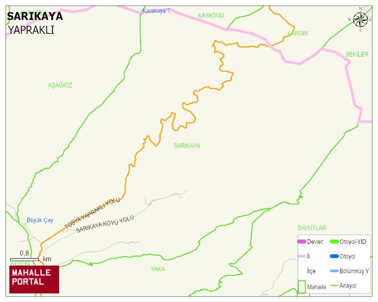 SARIKAYA Köyü Haritası | Mahalle ve Köy Sınırı