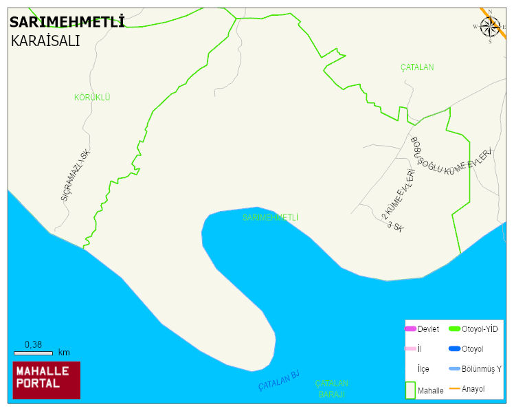 SARIMEHMETLİ Mahallesi Haritası | Coğrafi Yapı ve Detaylı Haritası
