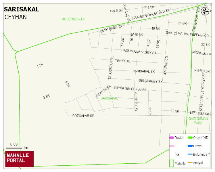 SARISAKAL Mahallesi Haritası | Mahalle ve Köy Sınırı