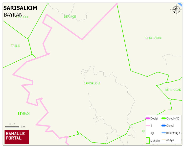 SARISALKIM Köyü Haritası | Detaylı Köy ve Mahalle Görünümü