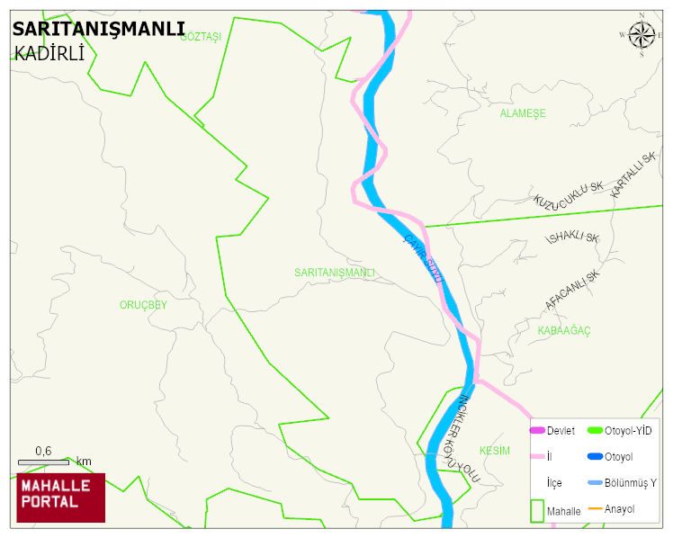 SARITANIŞMANLI Köyü Haritası | İnteraktif Köy ve Mahalle Sınırları