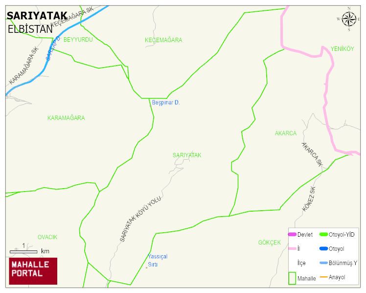 SARIYATAK Mahallesi Haritası | Yükselti ve Doğa Özellikleri