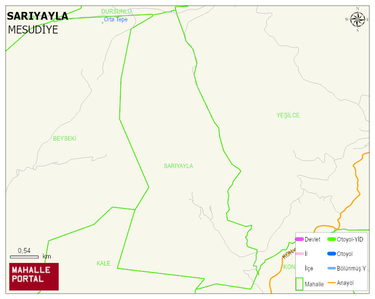 SARIYAYLA Mahallesi Haritası | Mahalle ve Köy Sınırı
