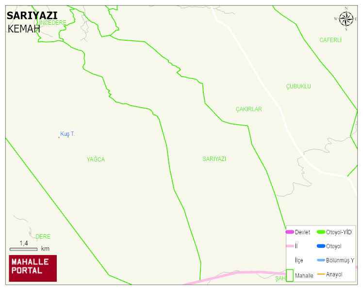 SARIYAZI Köyü Haritası | Yükselti ve Doğa Özellikleri