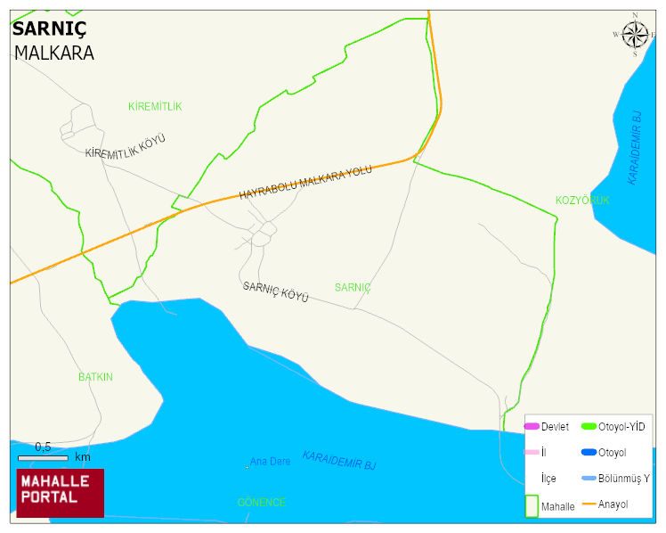 SARNIÇ Mahallesi Haritası | Mahalle ve Köy Sınırı