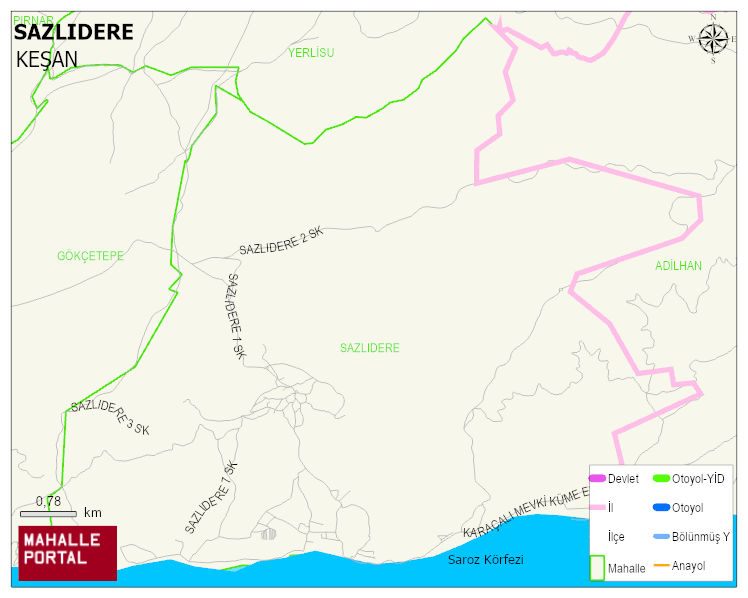 SAZLIDERE Köyü Haritası | Coğrafi Yapı ve Detaylı Haritası