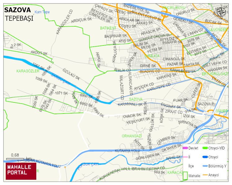 SAZOVA Mahallesi Haritası | İnteraktif Köy ve Mahalle Sınırları