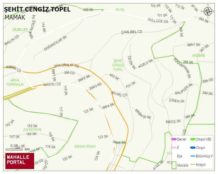 ŞEHİT CENGİZ TOPEL Mahallesi Haritası | Sayısal Bölge Görünümü