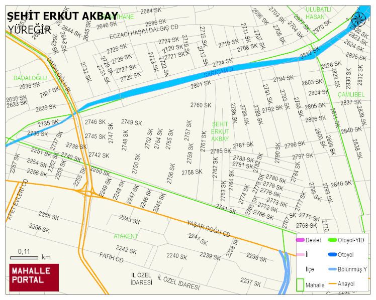 ŞEHİT ERKUT AKBAY Mahallesi Haritası | Mahalle Sokak Haritası
