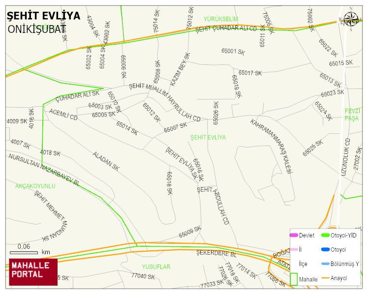 ŞEHİT EVLİYA Mahallesi Haritası | Mahalle ve Köy Sınırı