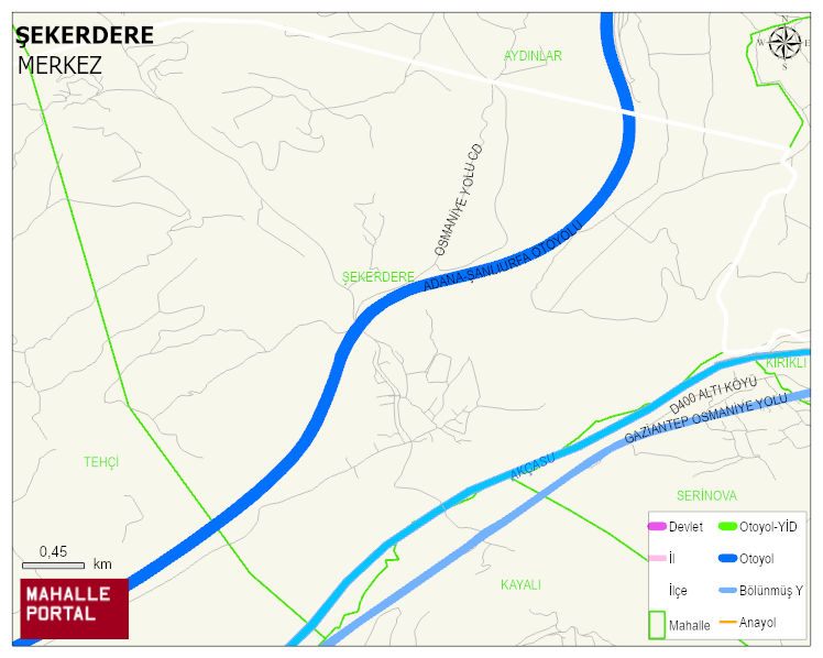 ŞEKERDERE Köyü Haritası | Yükselti ve Doğa Özellikleri