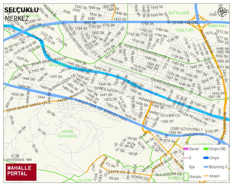 SELÇUKLU Mahallesi Haritası | Dağlar, Ovalar ve Akarsu Bilgileri