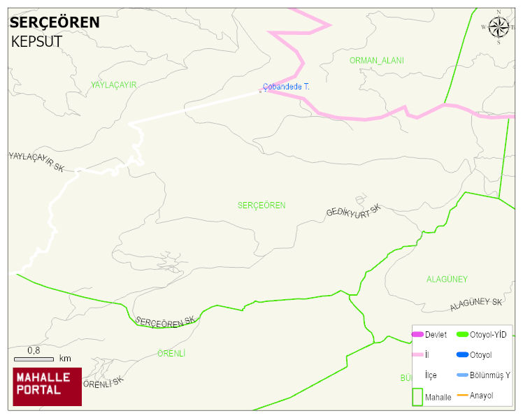 SERÇEÖREN Mahallesi Haritası | Mahalle ve Köy Sınırı