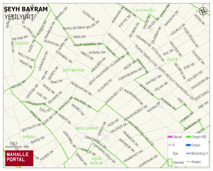 ŞEYH BAYRAM Mahallesi Haritası | Sayısal Bölge Görünümü