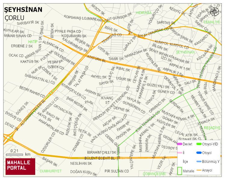 ŞEYHSİNAN Mahallesi Haritası | Mahalle ve Köy Sınırı