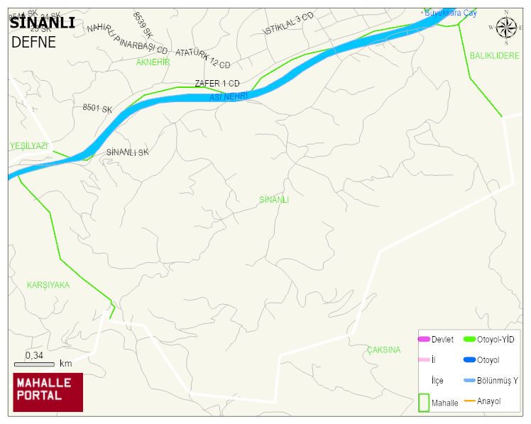SİNANLI Mahallesi Haritası | Yükselti ve Doğa Özellikleri