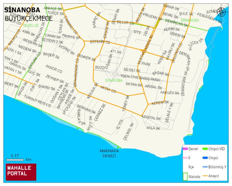 SİNANOBA Mahallesi Haritası | Mahalle ve Köy Sınırı