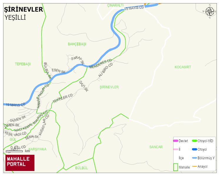 ŞİRİNEVLER Mahallesi Haritası | Detaylı Köy ve Mahalle Görünümü