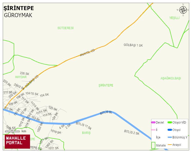 ŞİRİNTEPE Mahallesi Haritası | Yükselti ve Doğa Özellikleri