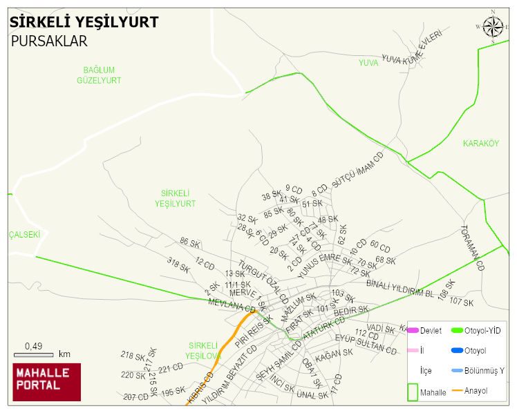 SİRKELİ YEŞİLYURT Mahallesi Haritası | Mahalle ve Köy Sınırı