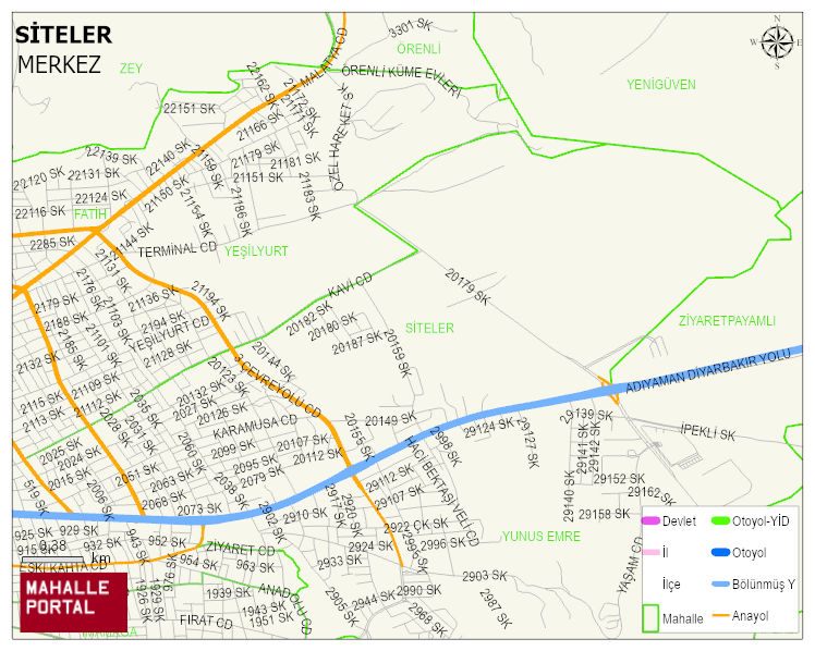 SİTELER Mahallesi Haritası | Mahalle ve Köy Sınırı