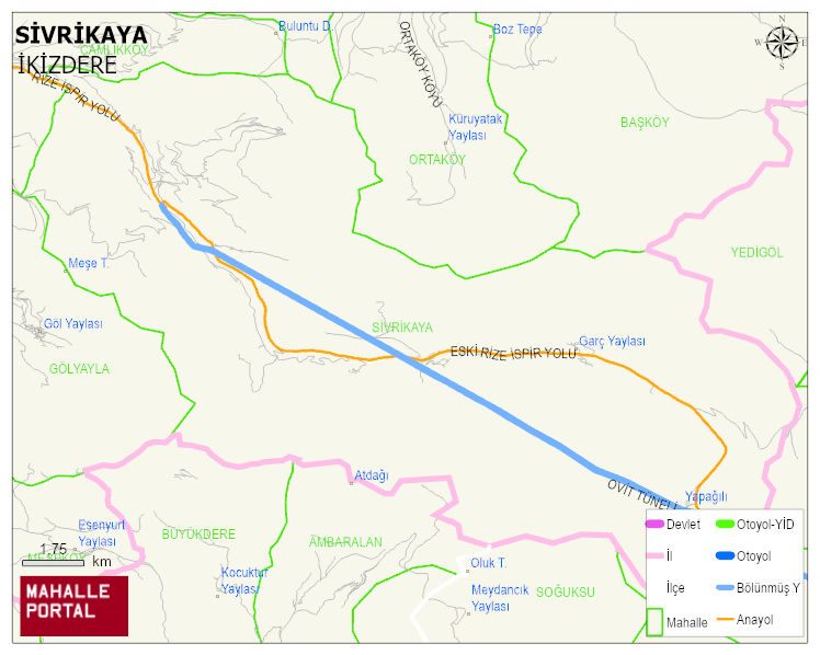 SİVRİKAYA Köyü Haritası | Yükselti ve Doğa Özellikleri