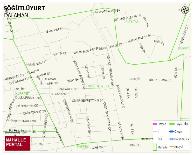 SÖĞÜTLÜYURT Mahallesi Haritası | Mahalle ve Köy Sınırı
