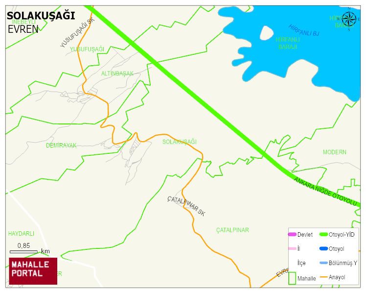 SOLAKUŞAĞI Mahallesi Haritası | Yükselti ve Doğa Özellikleri