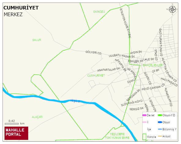 SUDURAĞI BELDESİ CUMHURİYET Mahallesi Haritası | Detaylı Köy ve Mahalle Görünümü