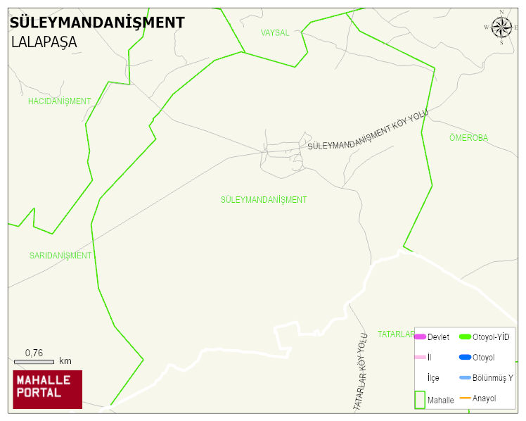 SÜLEYMANDANİŞMENT Köyü Haritası | Coğrafi Yapı ve Detaylı Haritası