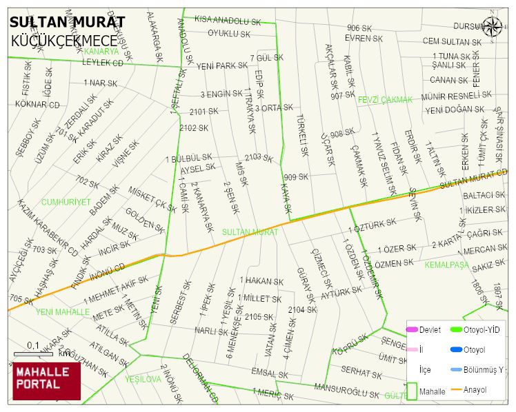 SULTAN MURAT Mahallesi Haritası | Dağlar, Ovalar ve Akarsu Bilgileri