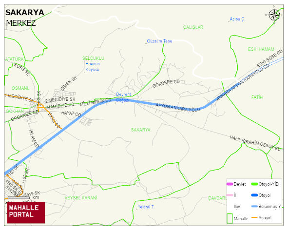 SUSUZ BELDESİ SAKARYA Mahallesi Haritası | İnteraktif Köy ve Mahalle Sınırları