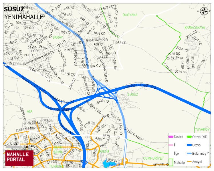 SUSUZ Mahallesi Haritası | İnteraktif Köy ve Mahalle Sınırları