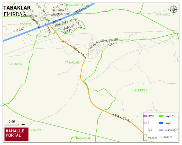 TABAKLAR Köyü Haritası | Detaylı Köy ve Mahalle Görünümü