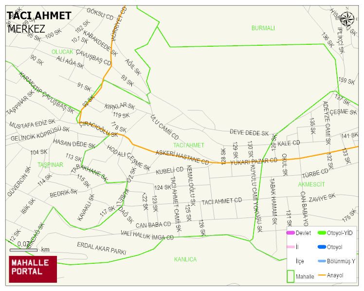 TACI AHMET Mahallesi Haritası | Yükselti ve Doğa Özellikleri
