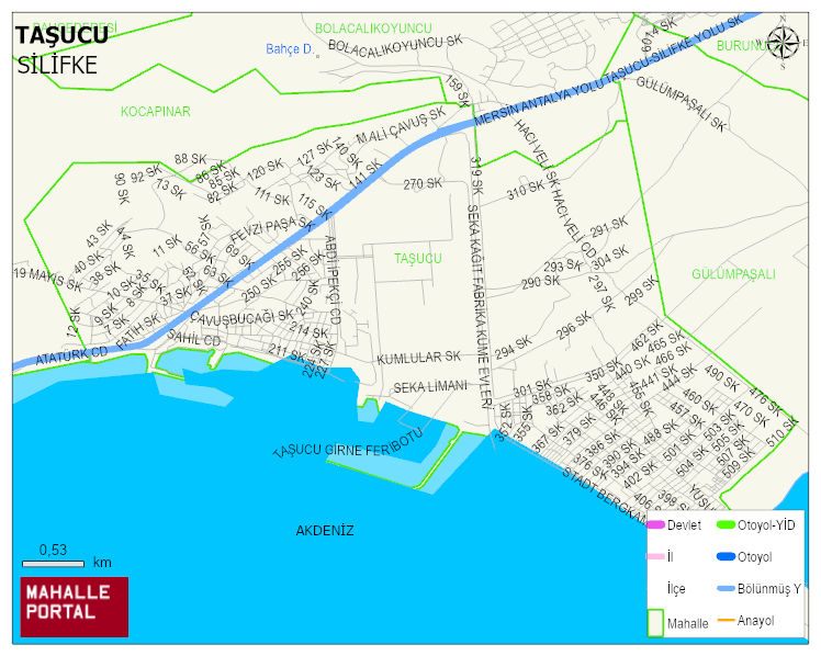 TAŞUCU Mahallesi Haritası | Dağlar, Ovalar ve Akarsu Bilgileri